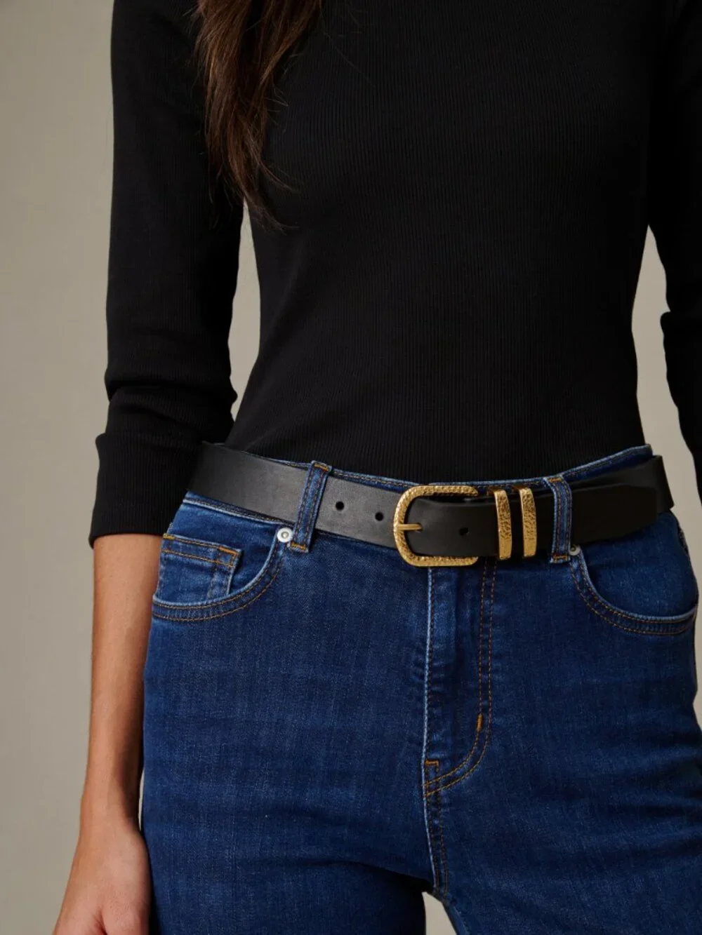 J McLaughlin Kendall Leather Belt - Black NEW